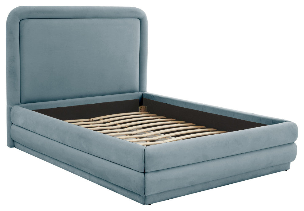 Briella Bluestone Velvet Bed in King