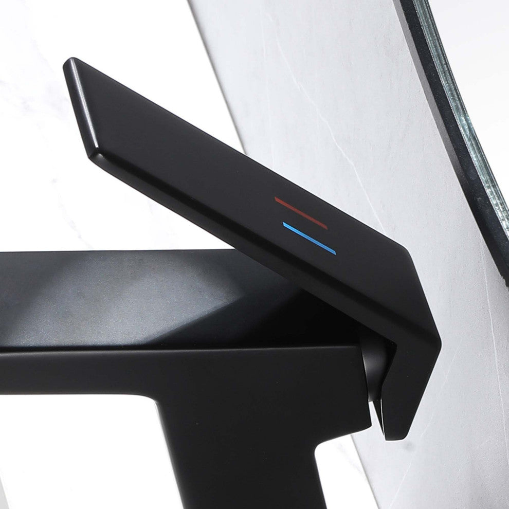 Deck Mounted Single Handle Bathroom Faucet, Single Hole, Matte Black