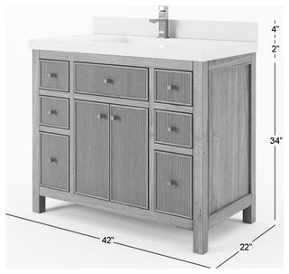 Sonoma Teak 42" Single Sink Vanity, Dark Walnut With 2" White Quartz