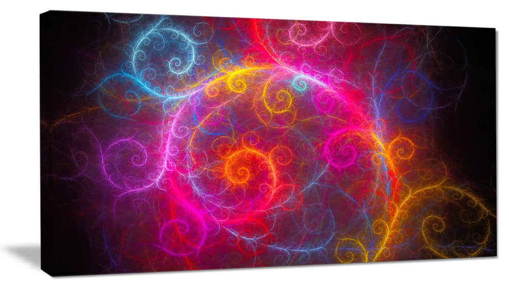 Beautiful Pink Pattern on Black, Abstract Wall Art Canvas, 32x16