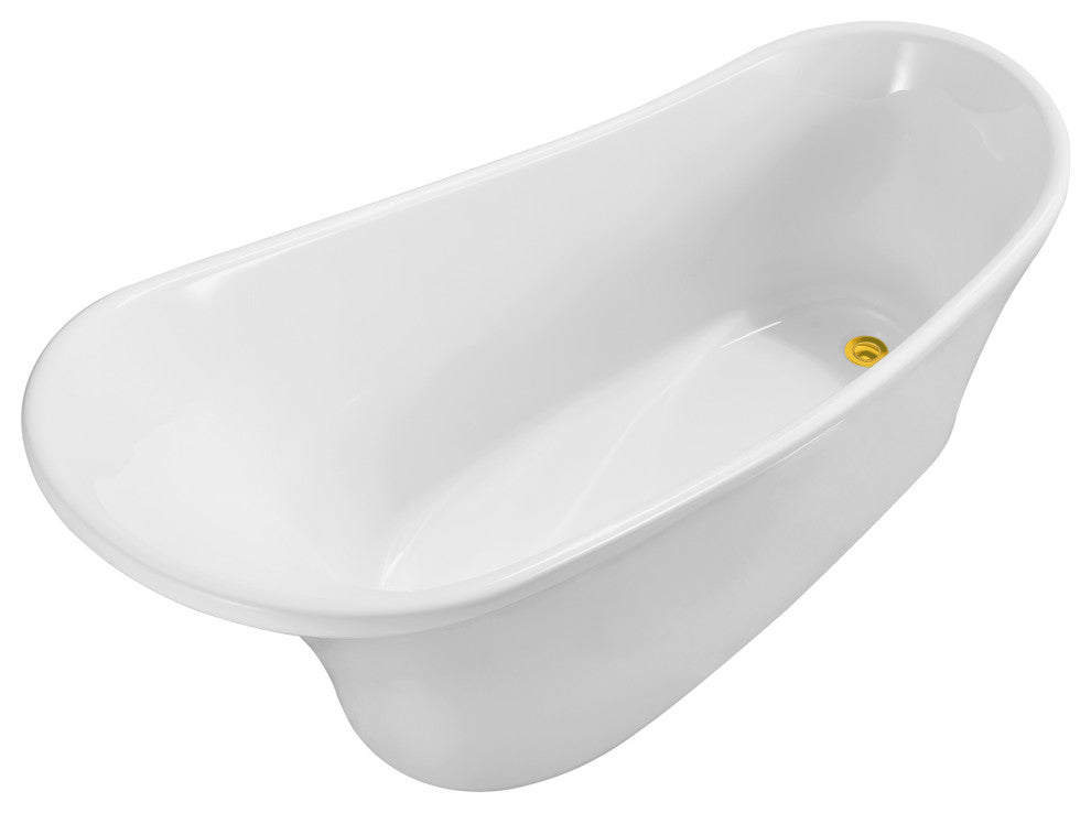 67" Streamline NPT9822GLD Soaking Freestanding Tub With Internal Drain
