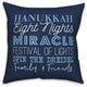 Blue Hanukkah Words 20"x20" Throw Pillow