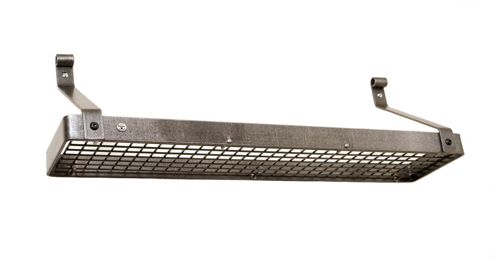 Handcrafted 36" Gourmet Bookshelf Wall Rack w 12 Hooks Hammered Steel