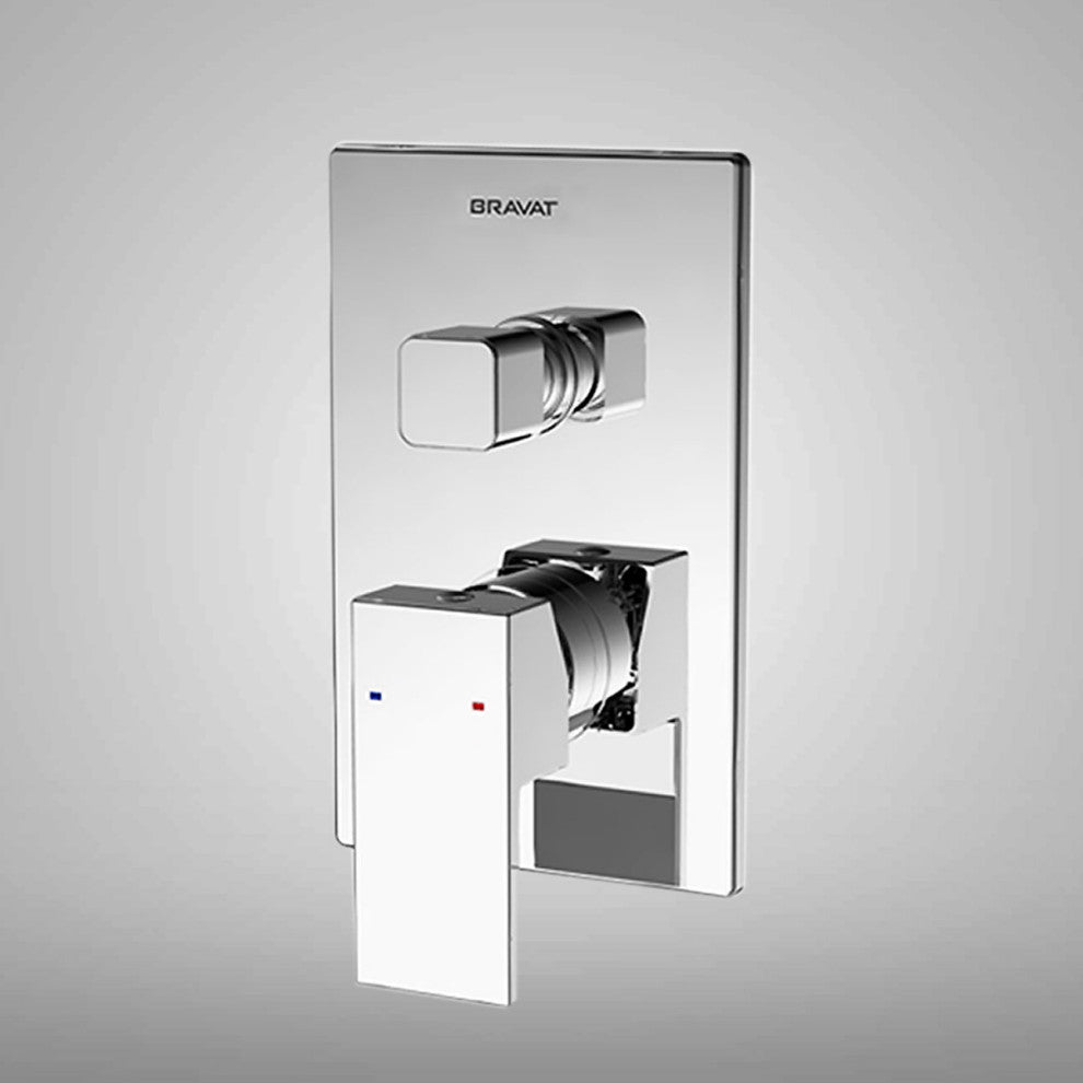 Bravat Amazing Style Square Chrome Dual Handle Wall Mount Faucet