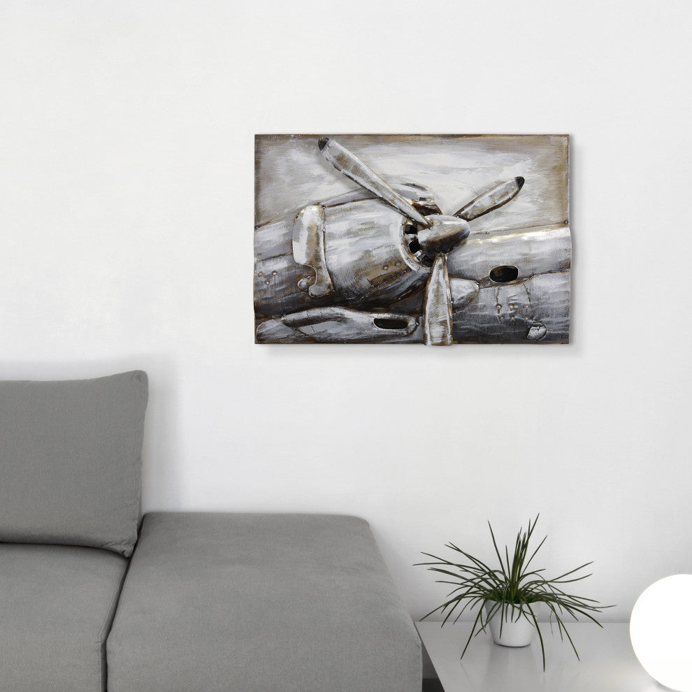 "Retro Airplane Propeller" Mixed Media Iron Hand Painted Dimensional Wall Art