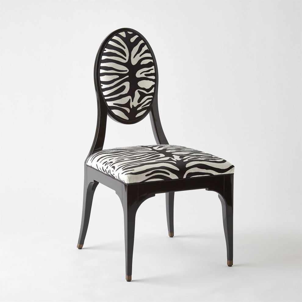 Art Deco Vintage Style Hollywood Zebra Black White Dining Chair Animal Print