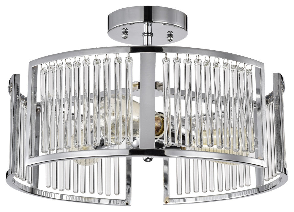 CHLOE Lighting FREY Transitional 3-Light Chrome Semi-Flush Fixture