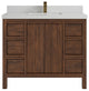 Elizabeth 42 Single Sink Bath Vanity in Dark Walnut Teak 2" Carrara Quartz