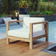 Lounge Chair Armchair, White Natural, Teak Wood, Modern, Outdoor Hospitality