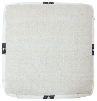 Black and Ivory Modern Textured Plaid Pouf Ottoman