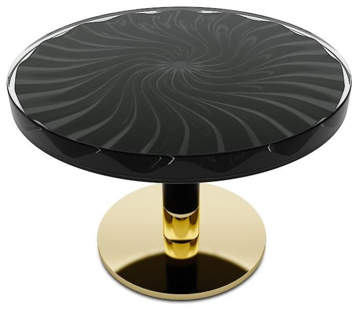 Spiral Wavy Round Coffee Table, Yellow, 23.6"? (60cm)