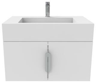 CastelloUSA Nile 30" Wall Mounted Bathroom Vanity Set, White, White Top, Brushed Nickel