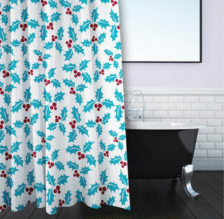 70"Wx73"L Holly Bush Shower Curtain, Turquoise