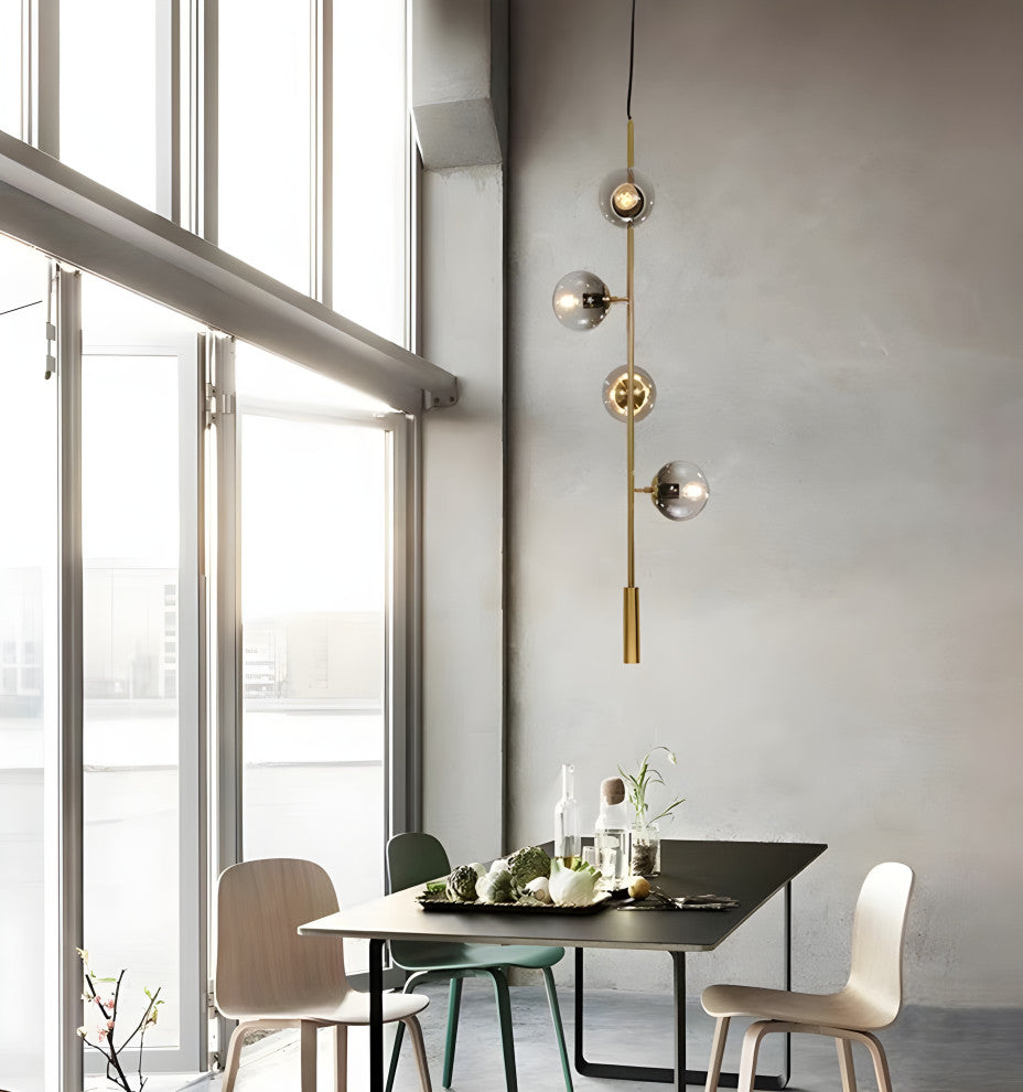 Iglesias | Luxury LED Pendant Light in the Shape of Glass Ball for Dining Room, Black, Smoky Glass, Cool Light