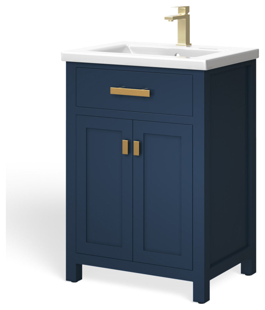 The Savoy Bathroom Vanity, Monarch Blue, 24", Single, Without Mirror, Freestanding