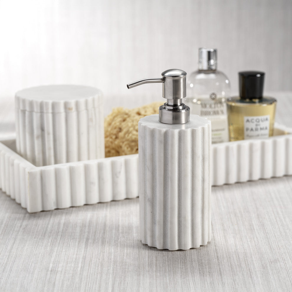 Calabria Fluted Marble Soap / Lotion Dispenser