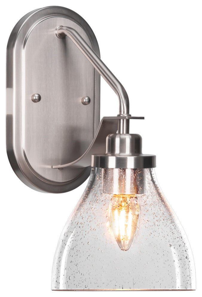 Odyssey 1 Light Wall Sconce In Brushed Nickel Finish With 6.25" Clear Bubble
