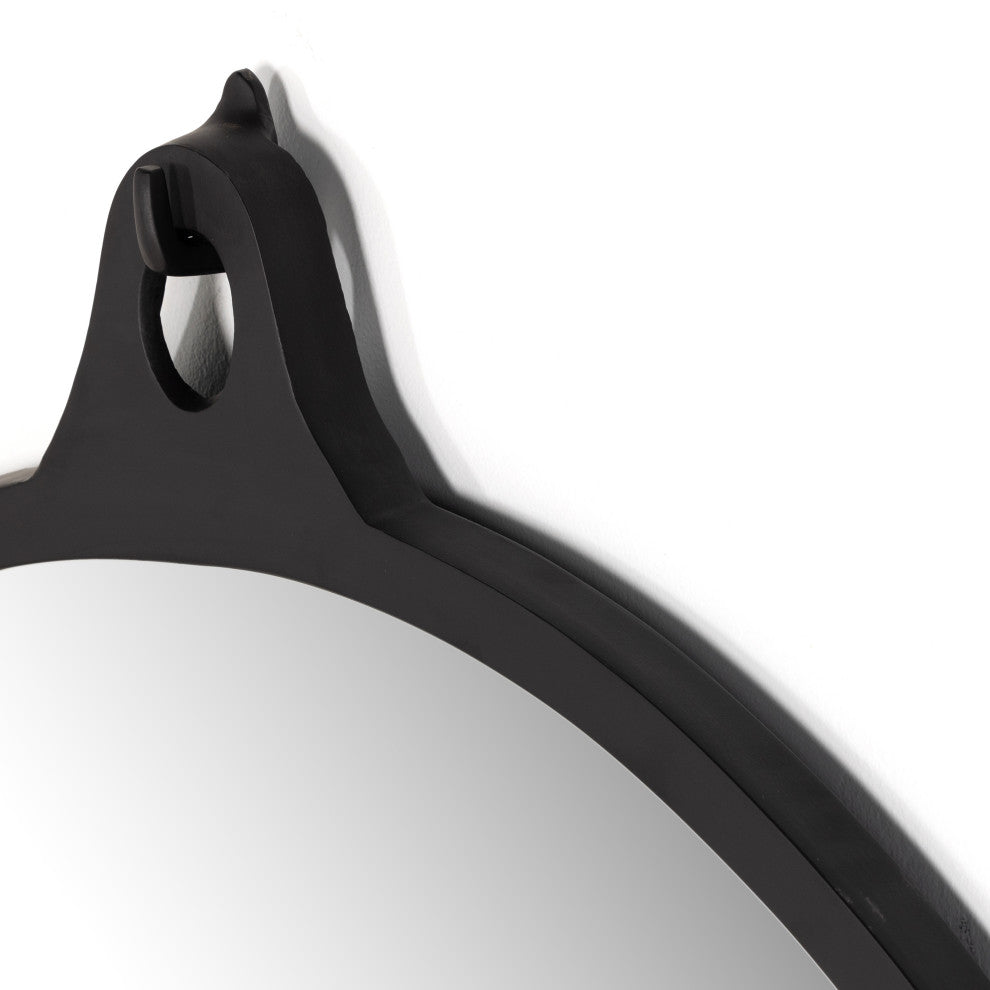 Hyde Round Mirror-Black Aluminum
