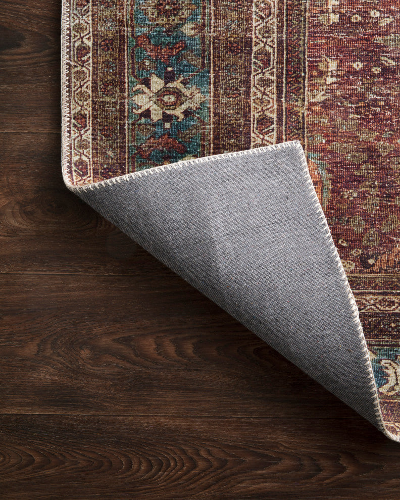 Brick Blue Layla Printed Polyester Area Rug by Loloi II, 2'6"x9'6"