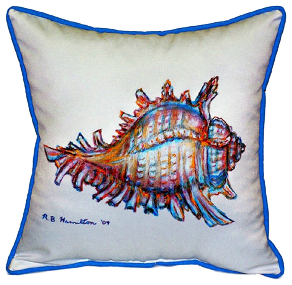 Betsy Drake Conch Shell Extra Large 22 X 22 Indoor / Outdoor White Pillow