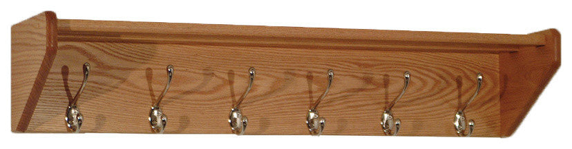 6 Hook Shelf, Light Oak