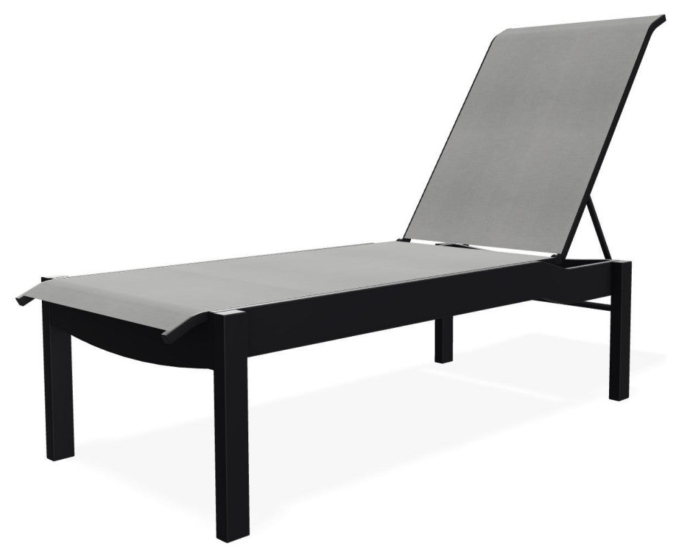 Leeward Sling Stackable Outdoor Chaise Lounge, Alloy/Black