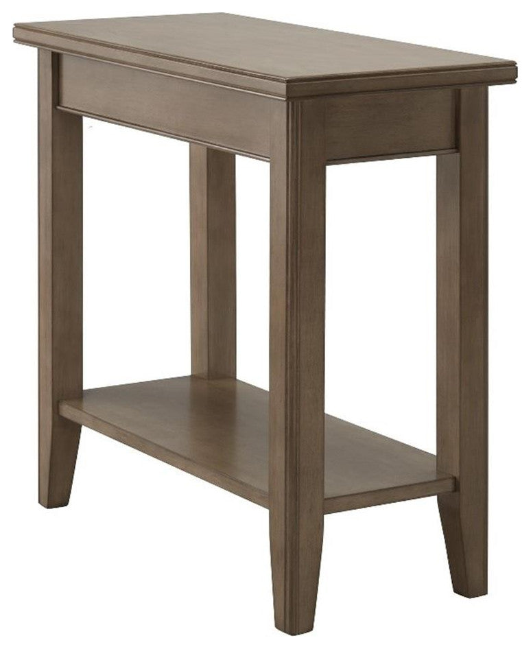 Leick Home 10505-GR Laurent Solid Wood Narrow End Table with Shelf in Smoke Gray