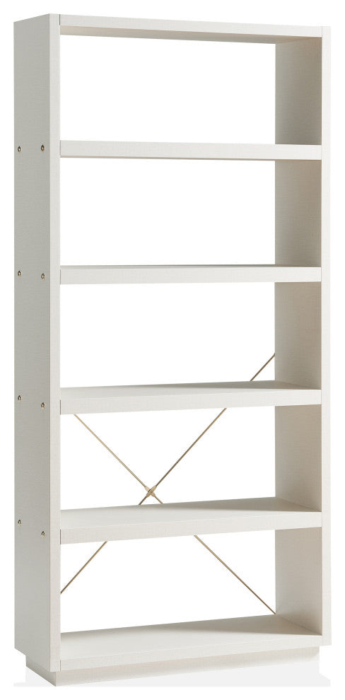 71" Springdell Modern Etagere Bookcase, Cream