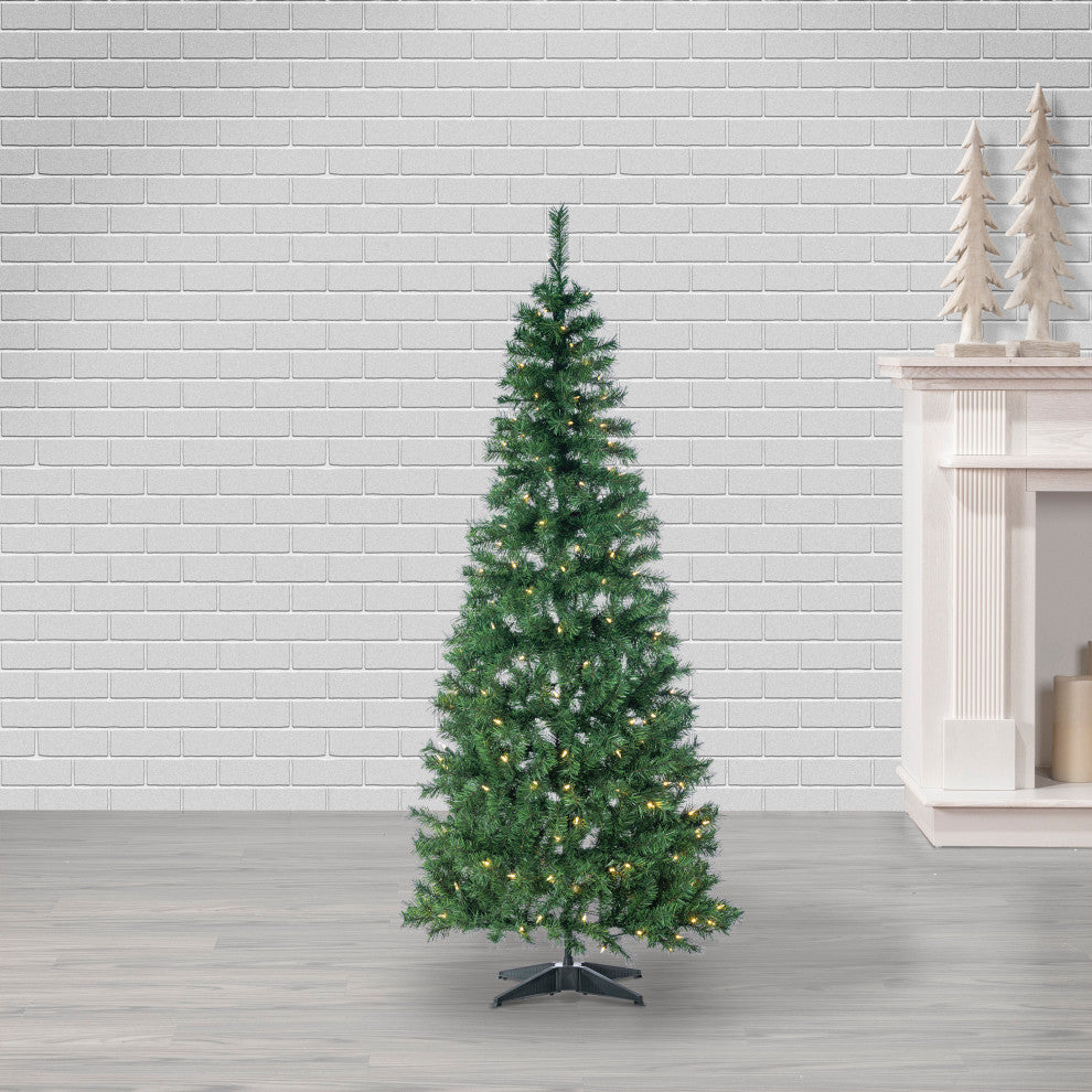 6' High Pop Up Pre-Lit Green PVC Fir Tree With Warm White Lights