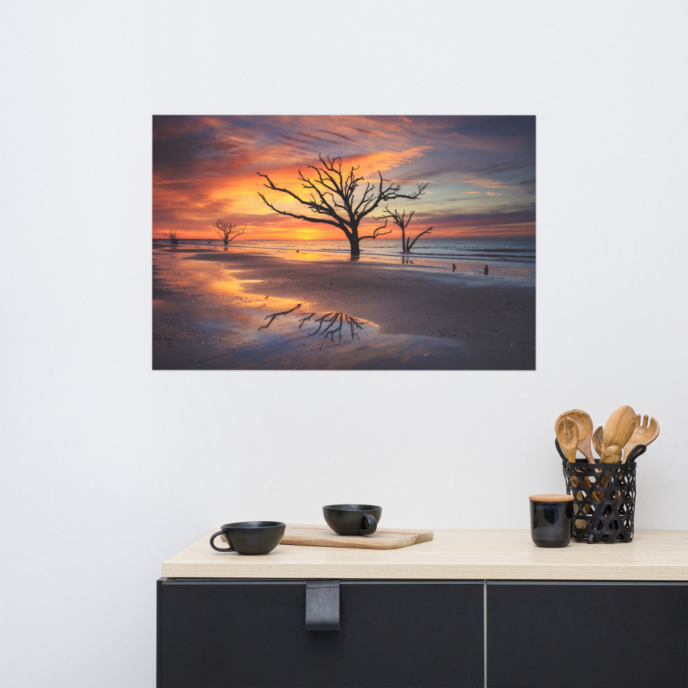 Sunrise and Trees At Edisto Island Coastal Landscape Photo Loose Wall Art Print, 24" X 36"