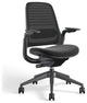 Modern Office Chair, Polyester Seat & Mesh Back With Lumbar Support, Licorice