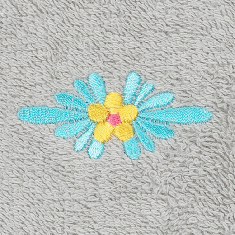 Linum Home Turkish Cotton Feliz 2-Piece Embellished Washcloth Set, Light Gray