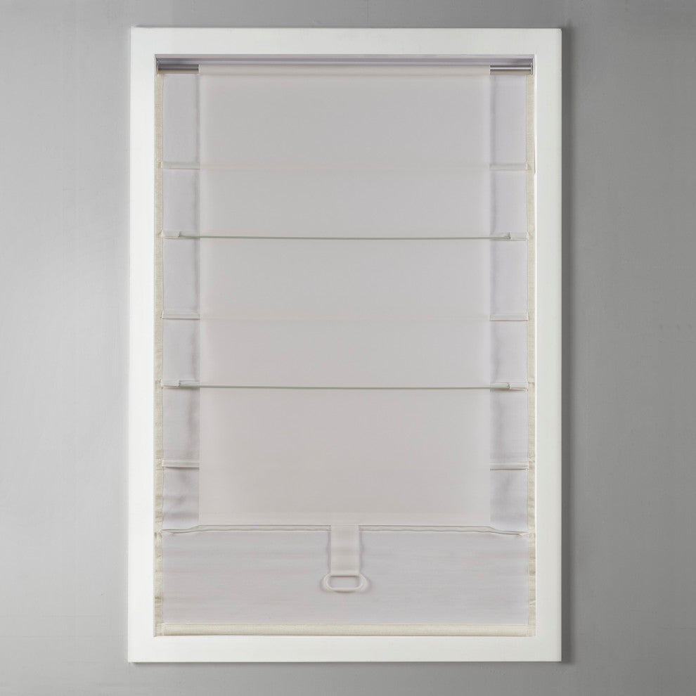 Madison Park Como Faux Silk Cordless Roman Shade, Ivory, 35 X 64"