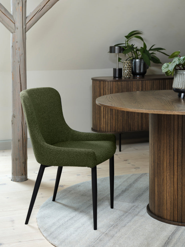 Mid-Century Modern Pedestal Dining Table, Smoked Oak, Round