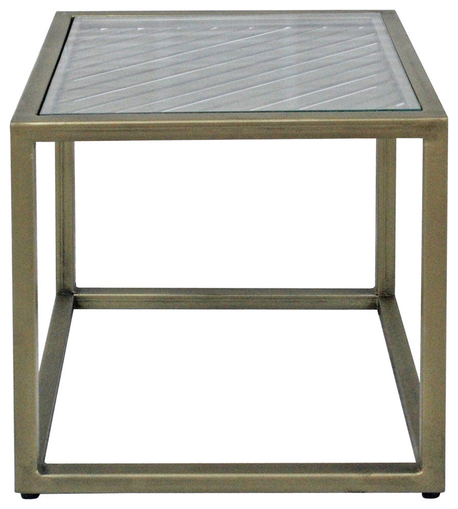 Christian Metal and Glass End Table