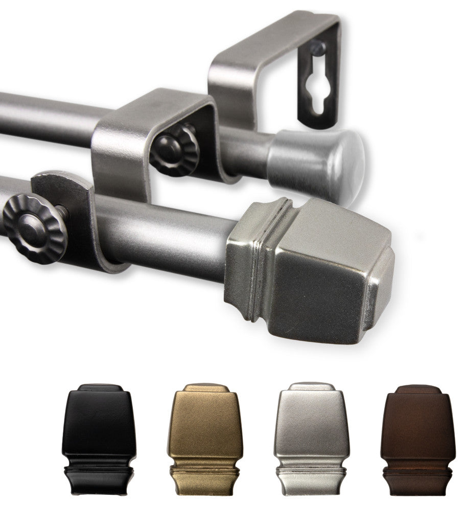 Nona 5/8" Double Curtain Rod Satin Nickel