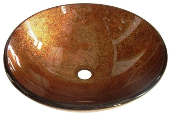 Kingston Brass Fauceture Amber Bronze Milano Round Glass Vessel Sink EVSPFB2