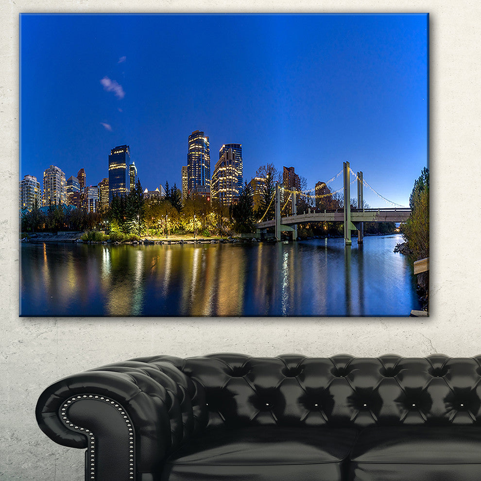 "Calgary Skyline" Cityscape Photography Canvas Print, 32"x16"