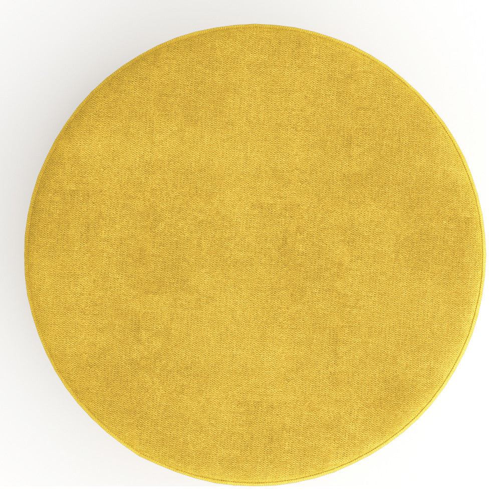 MADDOX 37" Round Ottoman Pouf Footstool, Mustard
