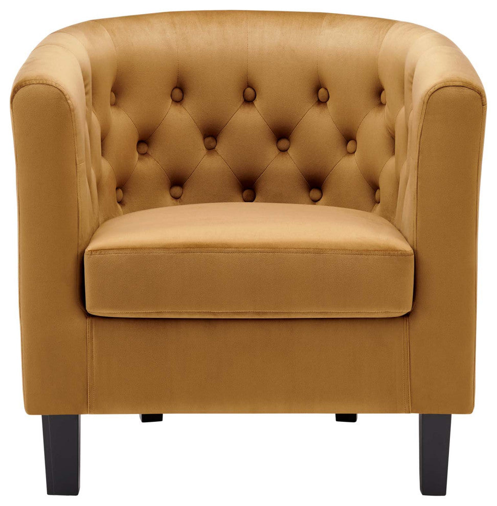 Armchair Accent Chair, Velvet, Brown, Modern, Living Lounge Hotel Hospitality