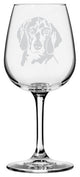 Weimaraner Dog Themed Etched All Purpose 12.75oz. Libbey Wine Glass