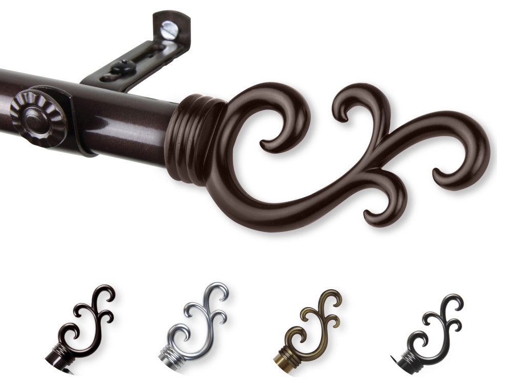 Bolton 13/16" Diameter Curtain Rod, Cocoa, 18-28"