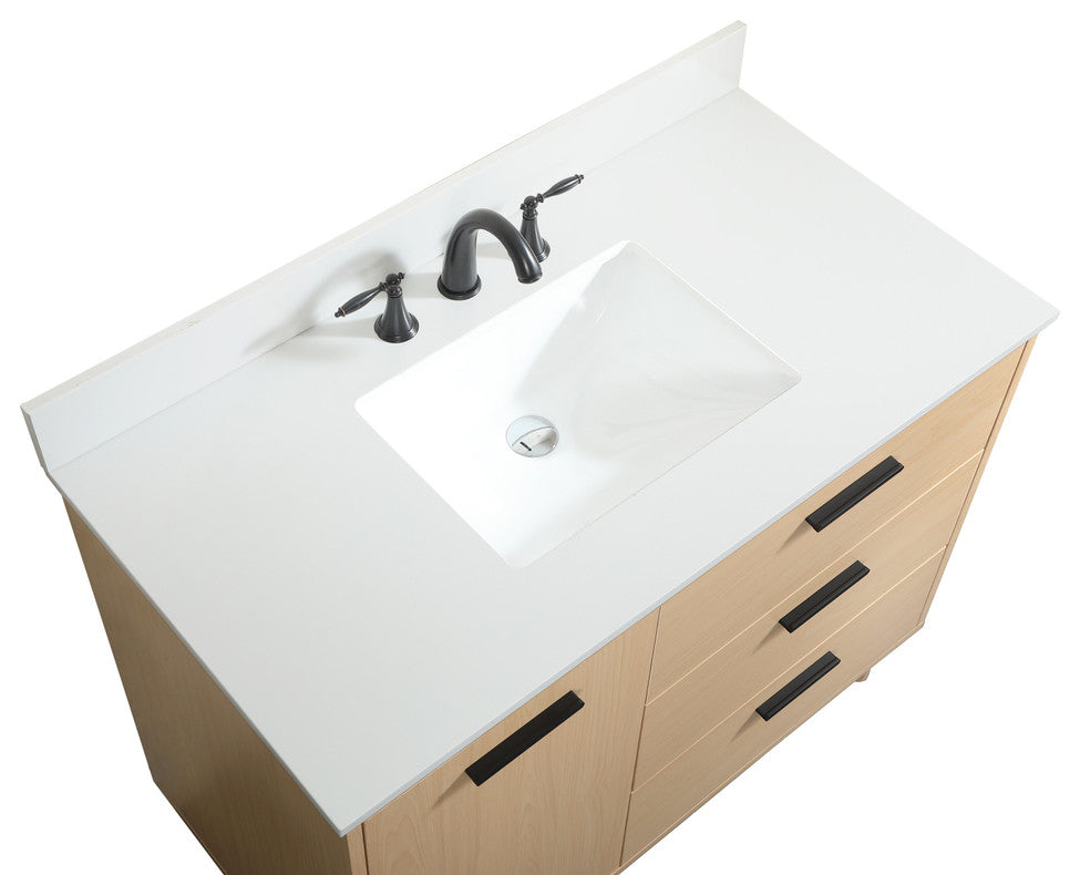 Home Living Modern Natural Oak-Light Bathroom Vanity, Maple, 42"