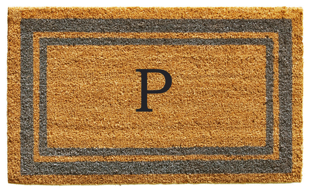 Periwinkle Border 24"x36" Monogram Doormat, Letter P