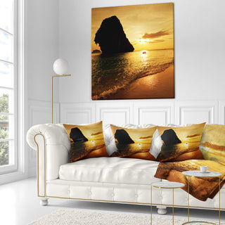 Amazing Evening Tropical Beach Seashore Throw Pillow, 18"x18"