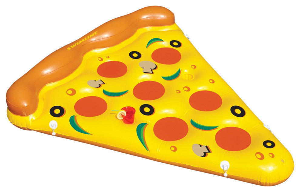 72" Inflatable Yellow and Orange Pizza Slice Swimming Pool Float Raft