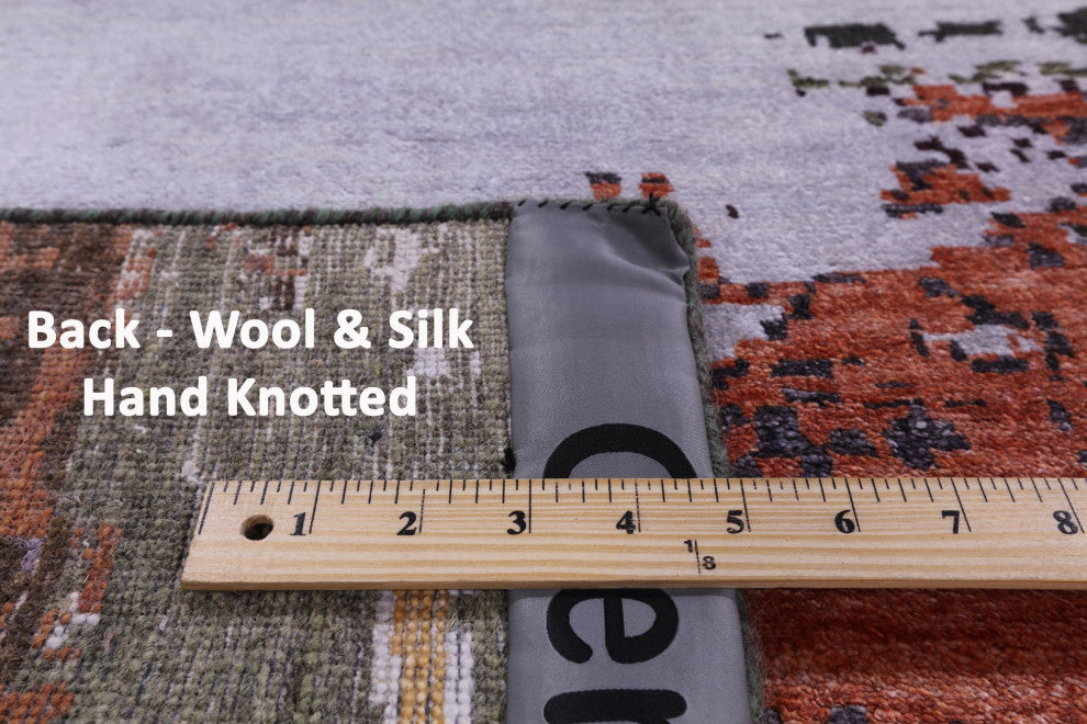 Wool and Silk Abstract Handmade Rug 7' 10" X 10' 0" Q8785