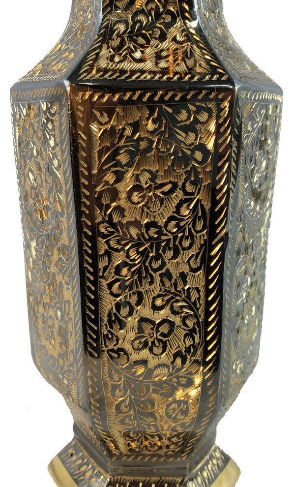 Natural Geo Brass Hexagonal Vintage Bottle Decor