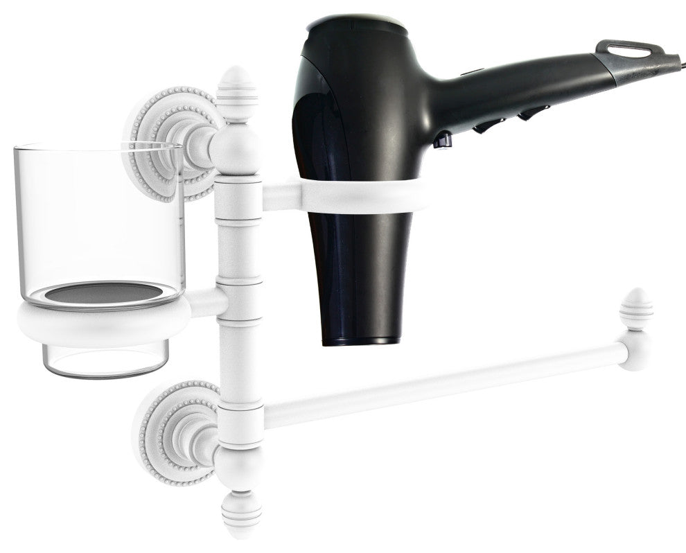 Dottingham Hair Dryer Holder and Organizer, Matte White