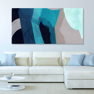 "Puzzle Blues A" Frameless Free Floating Panel Graphic Wall Art, 72"x36"
